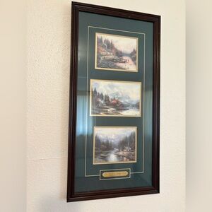 Thomas Kincade, the end of a perfect day, matted and framed triptych